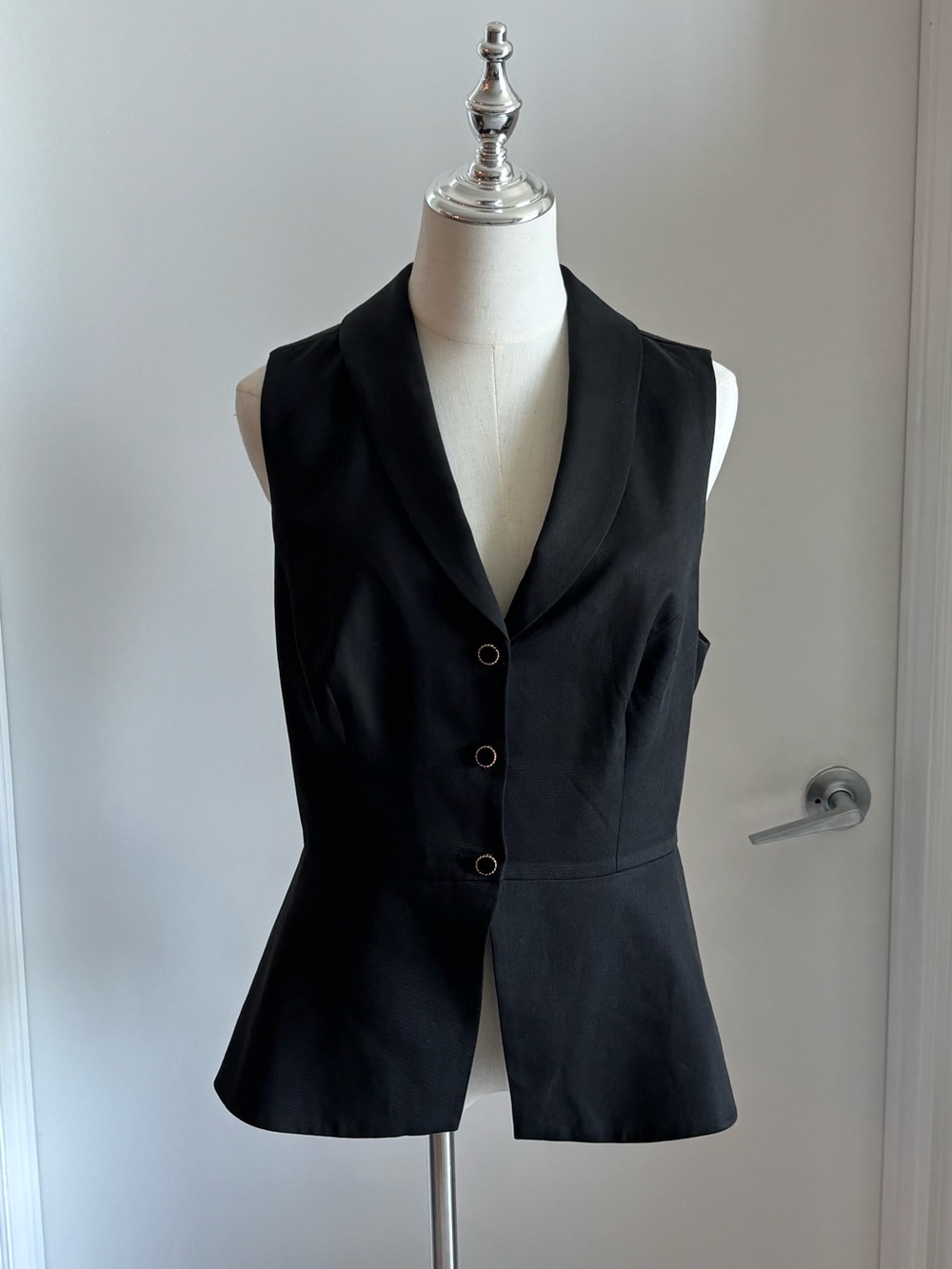 Reformation Black Sleeveless Tailored Peplum Vest